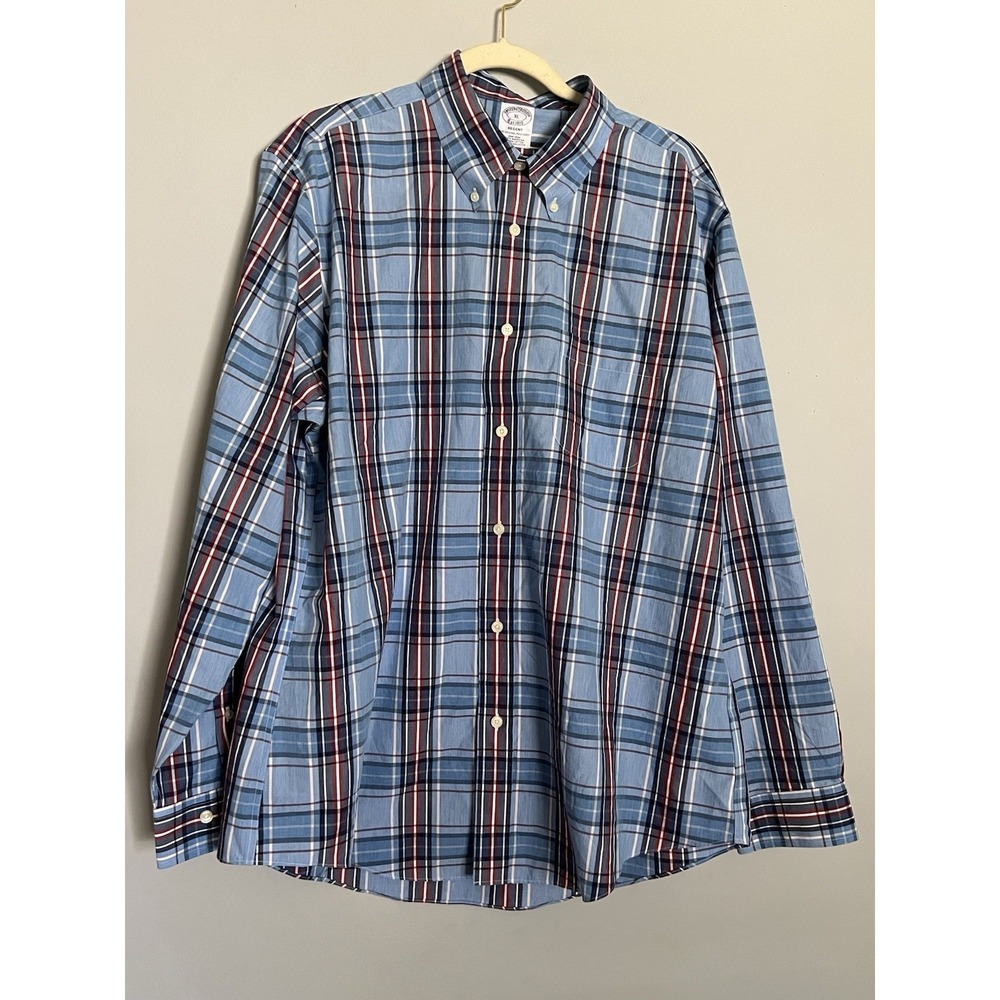 Brooks Brothers Plaid Button Up Shirt The Original Polo Shirt Regent Men Size XL